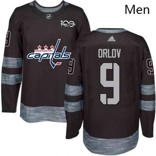 Mens Adidas Washington Capitals 9 Dmitry Orlov Authentic Black 1917 2017 100th Anniversary NHL Jersey